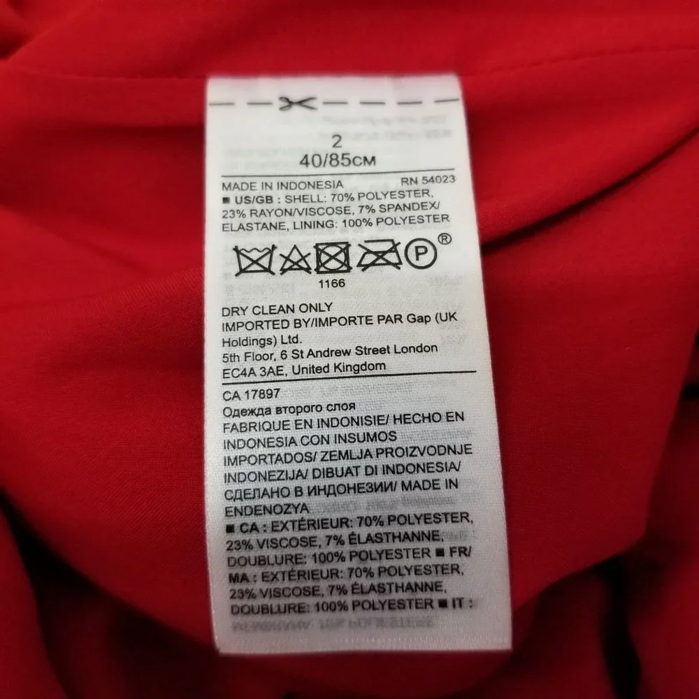 Banana Republic 2 Red Belted Pencil Skirt Side‎ Slit Career Office Twee Academia - Picture 7 of 7